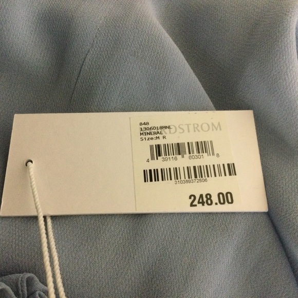 Reformation Meadow Smocked Bodice Slit Square Neck Puff Sleeve Midi In Mineral M - Picture 9 of 15